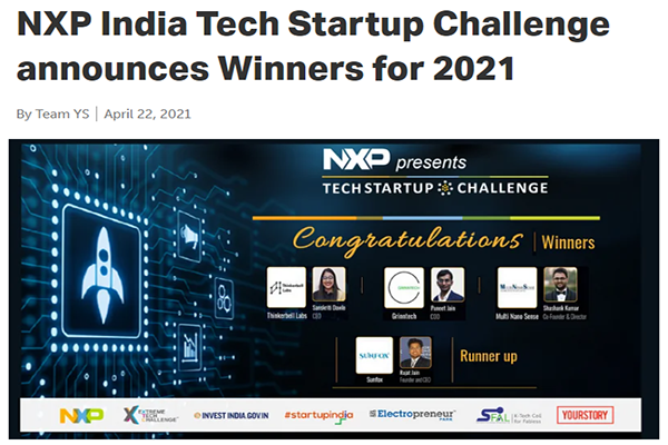 Grinntech emerges as winner in NXP India Tech Startup Challenge 2021